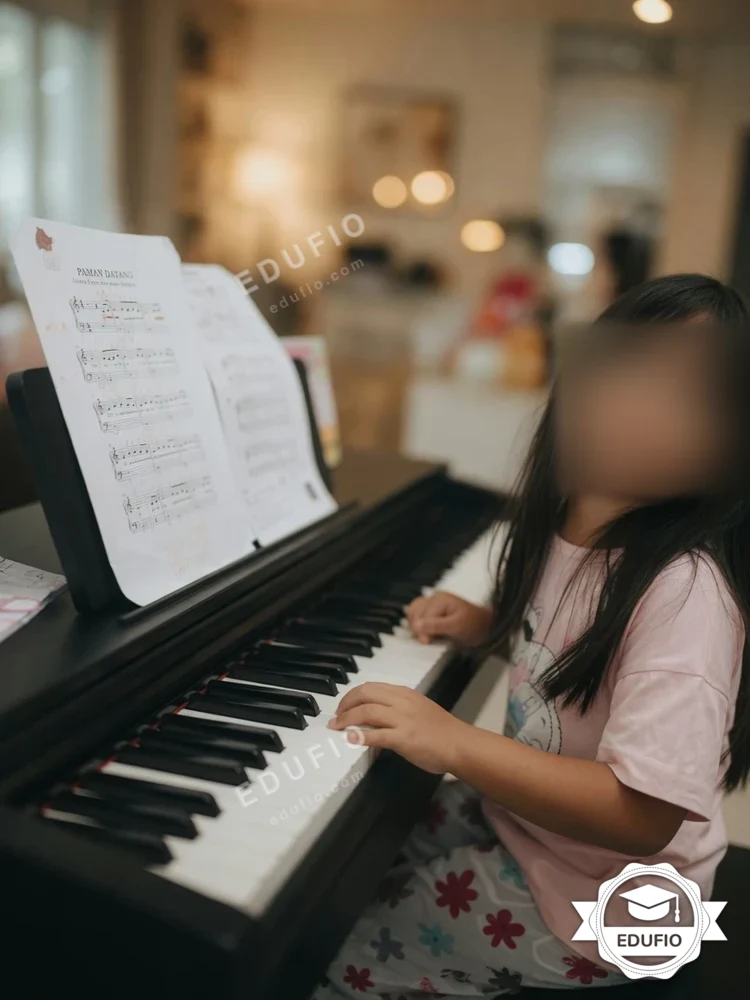 Siswa mengikuti les piano Jogja bersama tutor Edufio